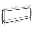 Console rectangulaire large Hera 64 avec étagère en verre - 64 large