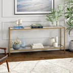 Console rectangulaire large Hera 64 avec étagère en verre - 64 large