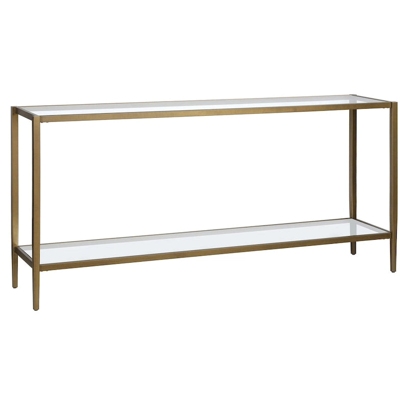 Console rectangulaire large Hera 64 avec étagère en verre - 64 large
