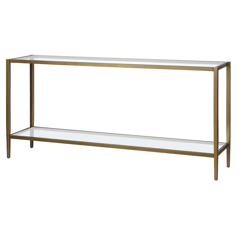 Console rectangulaire large Hera 64 avec étagère en verre - 64 large