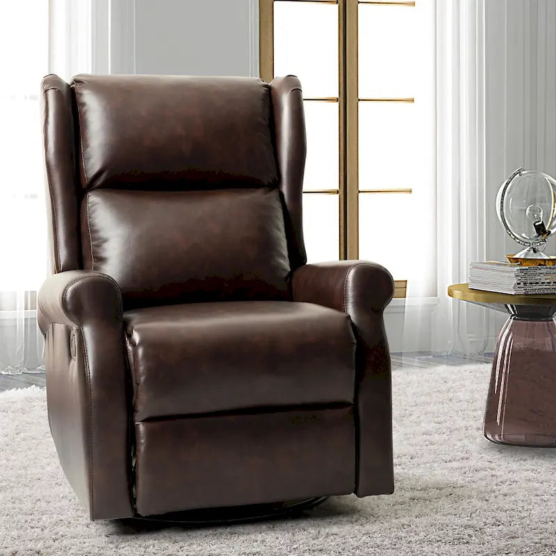 Fauteuil de chambre d'enfant pivotant Baksoho en similicuir contemporain avec base en métal par HULALA HOME