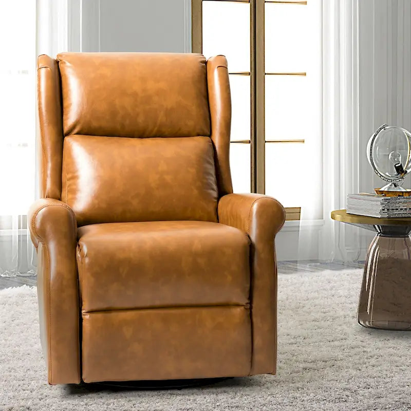 Fauteuil de chambre d'enfant pivotant Baksoho en similicuir contemporain avec base en métal par HULALA HOME
