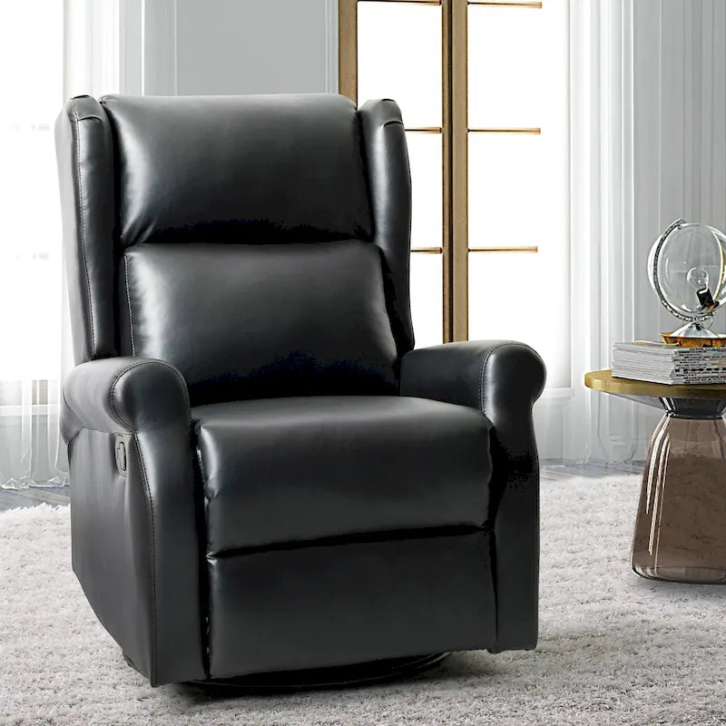 Fauteuil de chambre d'enfant pivotant Baksoho en similicuir contemporain avec base en métal par HULALA HOME