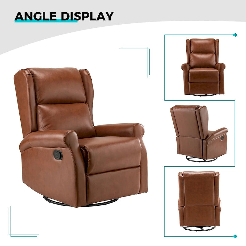Fauteuil de chambre d'enfant pivotant Baksoho en similicuir contemporain avec base en métal par HULALA HOME