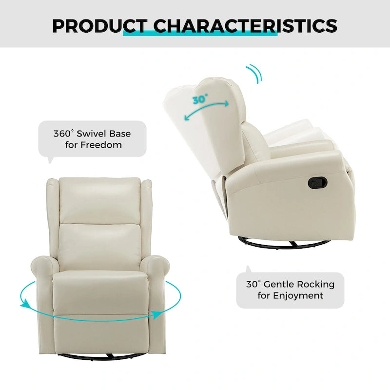Fauteuil de chambre d'enfant pivotant Baksoho en similicuir contemporain avec base en métal par HULALA HOME