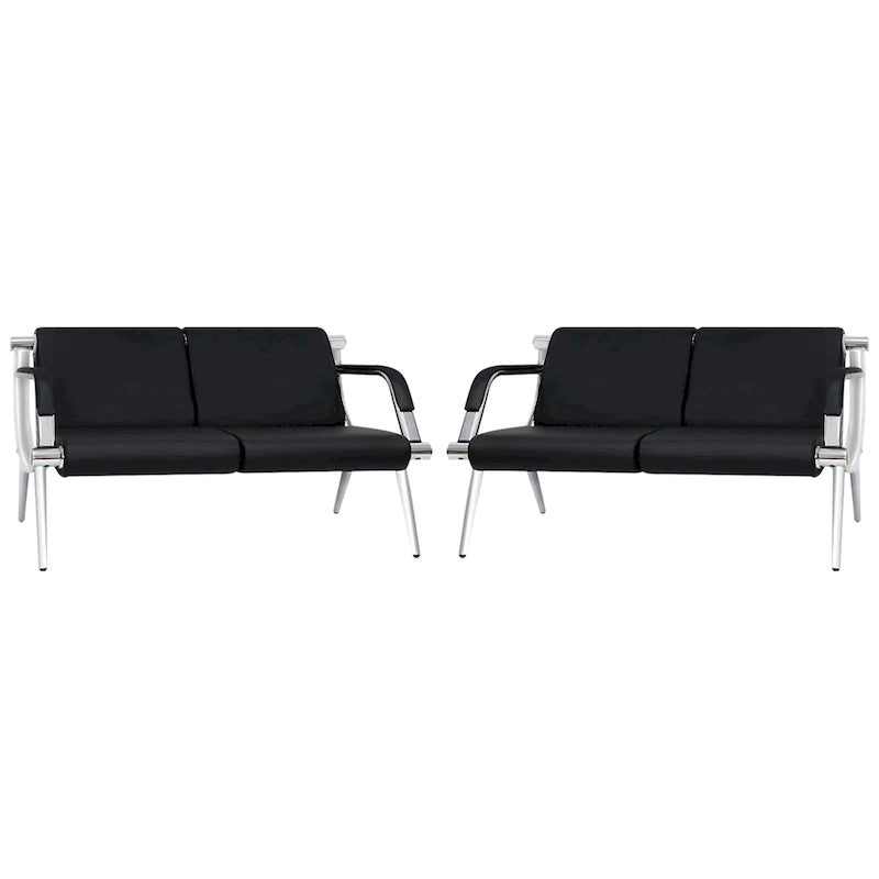 Banc d'attente en similicuir noir/bleu – 1 place et 2 places