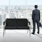 Banc d'attente en similicuir noir/bleu – 1 place et 2 places