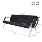 Banc d'attente en similicuir noir/bleu – 1 place et 2 places