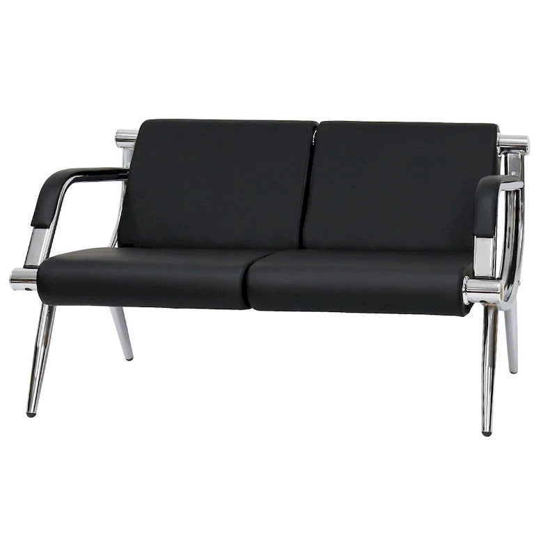 Banc d'attente en similicuir noir/bleu – 1 place et 2 places
