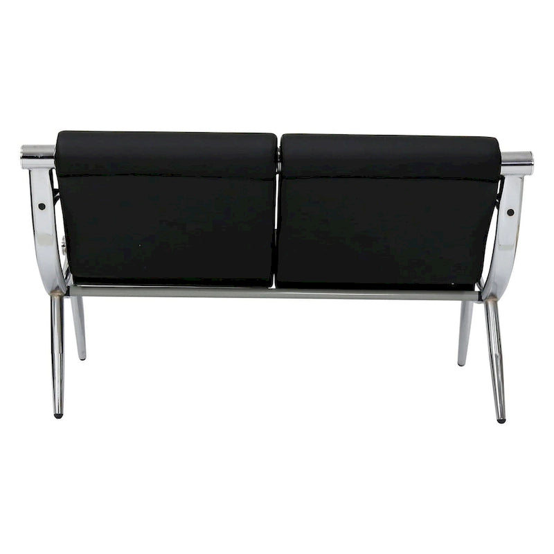 Banc d'attente en similicuir noir/bleu – 1 place et 2 places