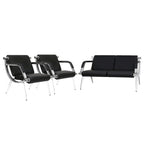 Banc d'attente en similicuir noir/bleu – 1 place et 2 places