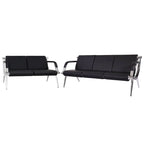 Banc d'attente en similicuir noir/bleu – 1 place et 2 places