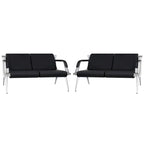 Banc d'attente en similicuir noir/bleu – 1 place et 2 places