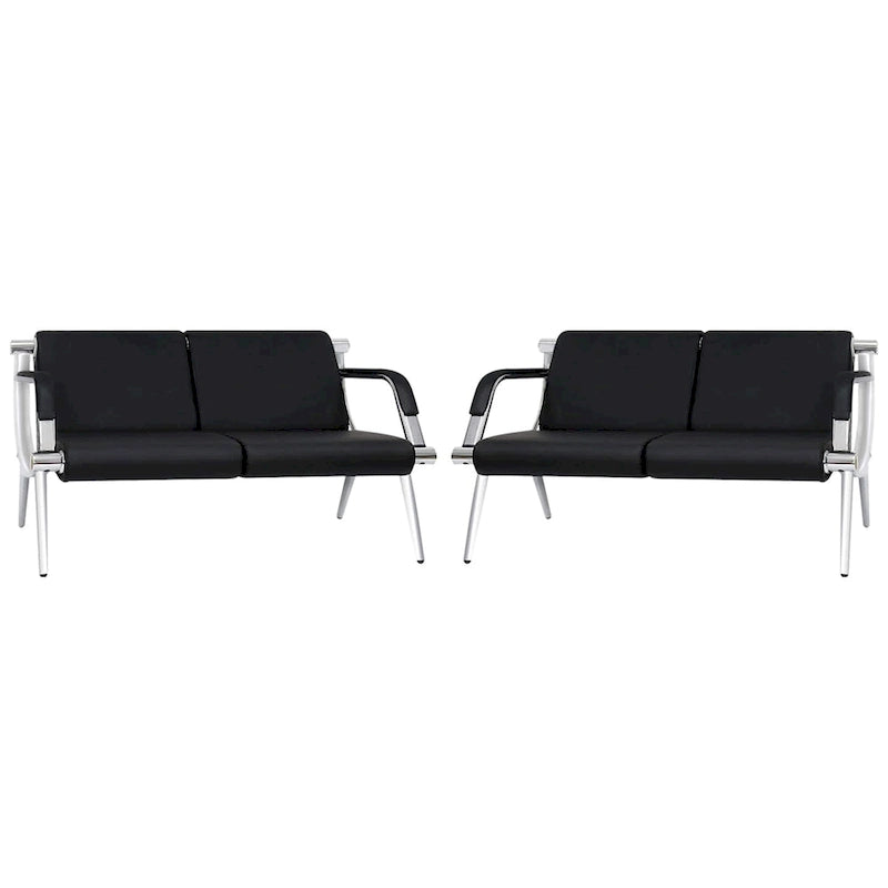 Banc d'attente en similicuir noir/bleu – 1 place et 2 places