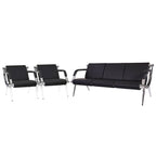 Banc d'attente en similicuir noir/bleu – 1 place et 2 places