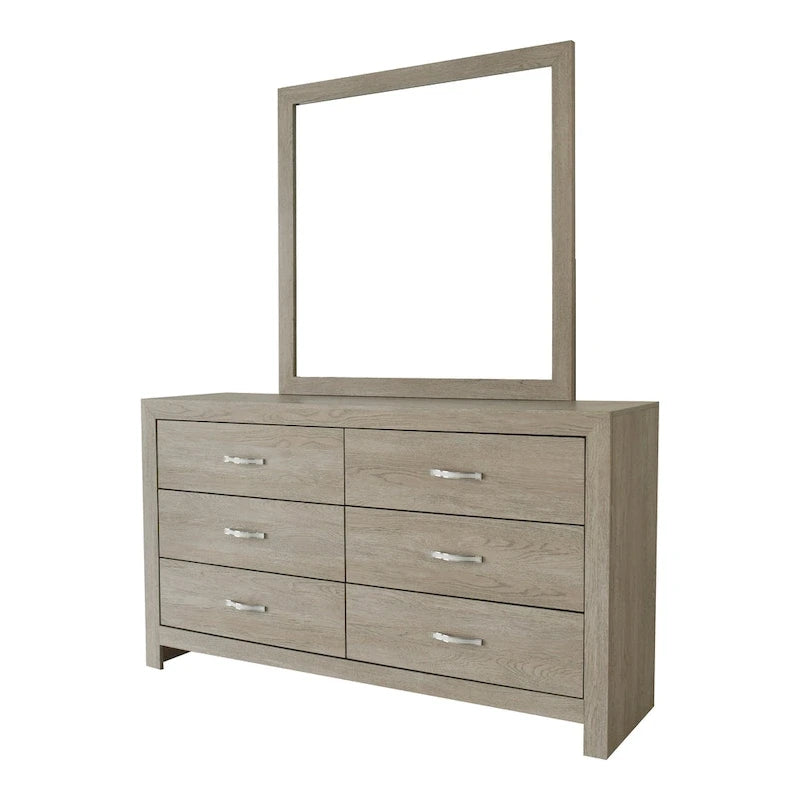 Ensemble de chambre à coucher 4 pièces Bernard en similicuir capitonné crème avec panneau à LED