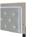 Ensemble de chambre à coucher 4 pièces Bernard en similicuir capitonné crème avec panneau à LED