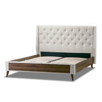 Lit en tissu beige capitonné Arlo