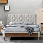 Lit en tissu beige capitonné Arlo