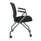 Chaise pliante noire, dossier ventilé, lot de 2