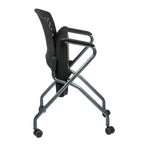 Chaise pliante noire, dossier ventilé, lot de 2