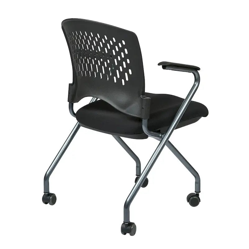 Chaise pliante noire, dossier ventilé, lot de 2