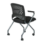 Chaise pliante noire, dossier ventilé, lot de 2