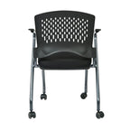 Chaise pliante noire, dossier ventilé, lot de 2