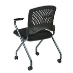 Chaise pliante noire, dossier ventilé, lot de 2