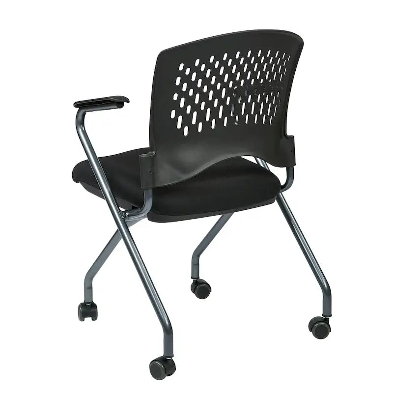 Chaise pliante noire, dossier ventilé, lot de 2