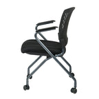 Chaise pliante noire, dossier ventilé, lot de 2