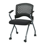 Chaise pliante noire, dossier ventilé, lot de 2