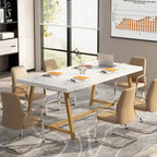 Table de conférence rectangulaire marron/gris/blanc/naturel, style industriel, 6 places