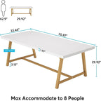 Table de conférence rectangulaire marron/gris/blanc/naturel, style industriel, 6 places