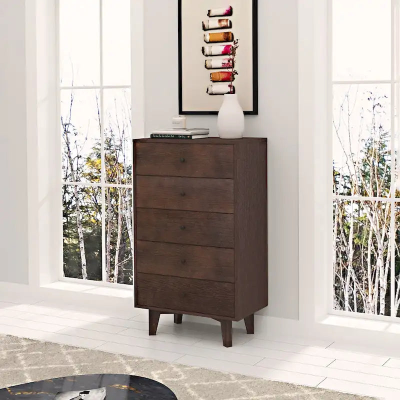 Buffet en bois Auburn à 7 tiroirs, simple, 120,9 cm L
