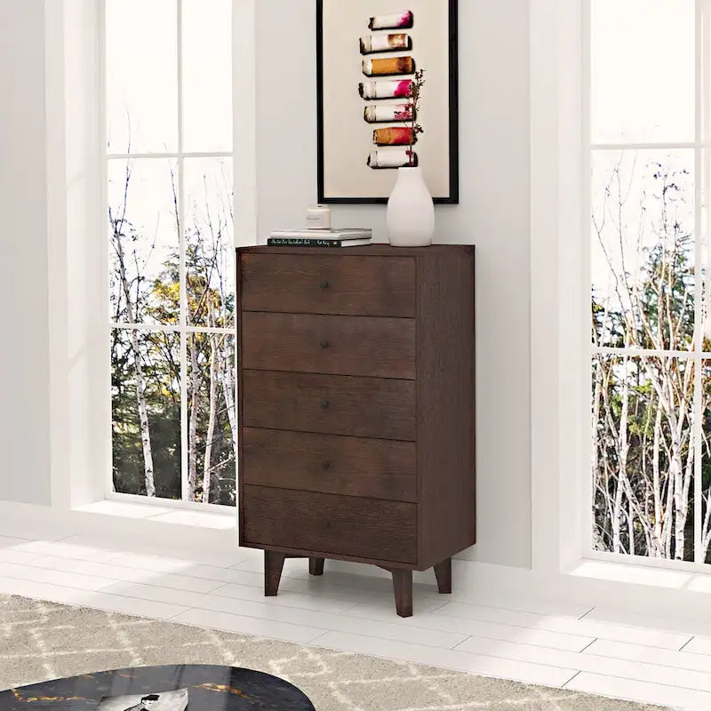 Buffet en bois Auburn à 7 tiroirs, simple, 120,9 cm L