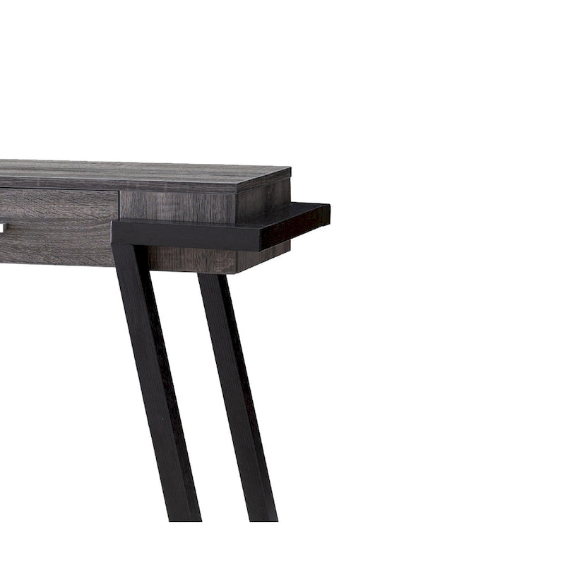 Console de salon en bois noir et gris avec tiroir et étagère ouverte