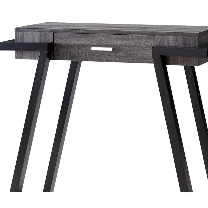 Console de salon en bois noir et gris avec tiroir et étagère ouverte