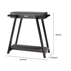 Console de salon en bois noir et gris avec tiroir et étagère ouverte