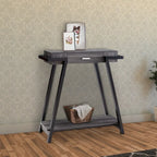 Console de salon en bois noir et gris avec tiroir et étagère ouverte