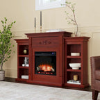 Meuble SEI Cheminée électrique Gracewood Hollow Womack 70 po en acajou avec bibliothèques - N/A