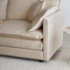 Ensemble de 2 canapés en chenille, canapé 2+3 places avec assise profonde, ensemble de canapés modernes pour salon, chenille beige