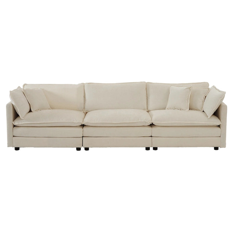 Ensemble de 2 canapés en chenille, canapé 2+3 places avec assise profonde, ensemble de canapés modernes pour salon, chenille beige