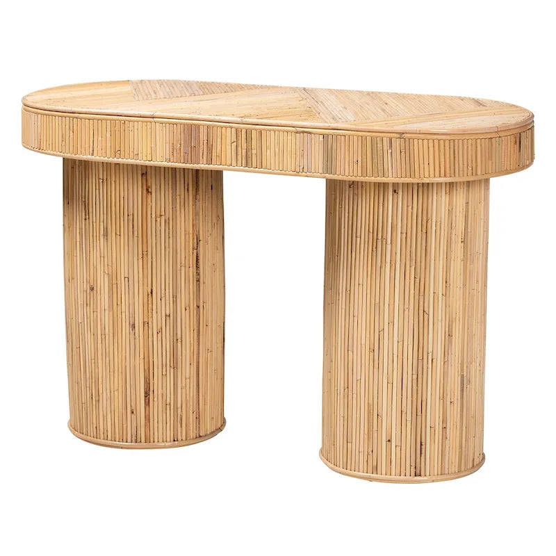 Console en rotin clair couleur miel, style bohème, 1 personne