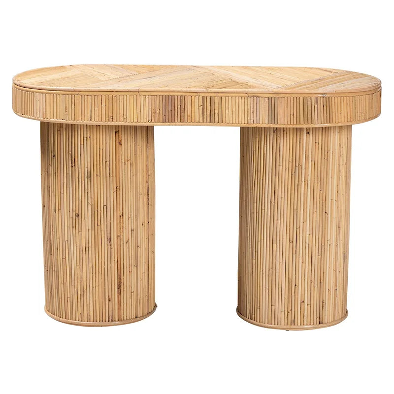 Console en rotin clair couleur miel, style bohème, 1 personne