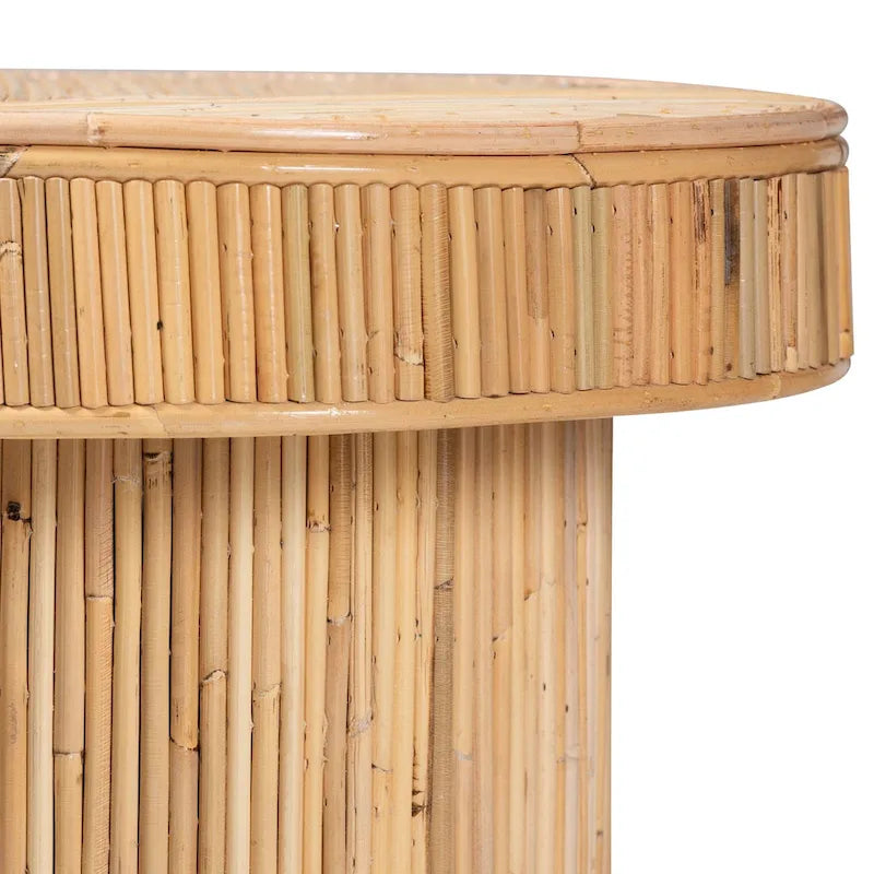 Console en rotin clair couleur miel, style bohème, 1 personne
