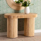 Console en rotin clair couleur miel, style bohème, 1 personne