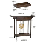 Console en bambou à plateau en bois marron avec tiroir – Style classique, assemblage par 1 personne