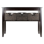 Table console de couloir à 2 niveaux Espresso avec 3 paniers de rangement - 40 larg. x 18 prof. x 30 haut.