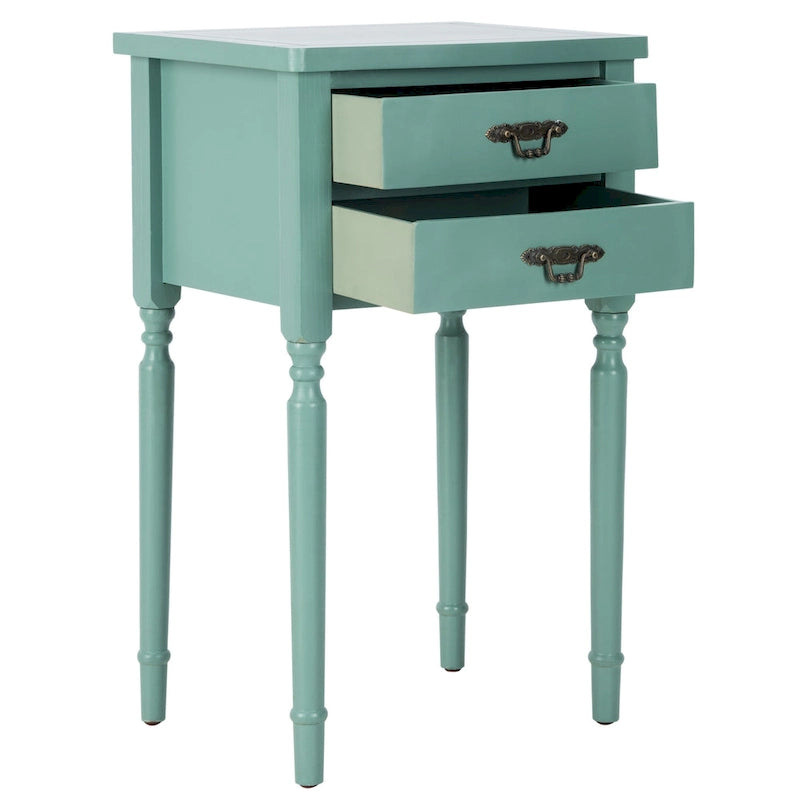 Table d'appoint, style campagnard français, bouleau blanc/vert sauge/bleu sarcelle, 1 personne